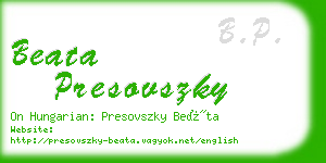 beata presovszky business card